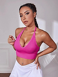 Dragron Pembe Boyundan Askılı Spor Crop