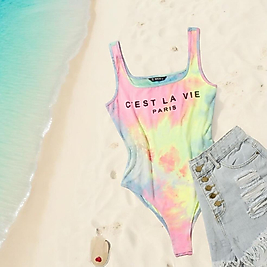 Dragron EZWear Harfli Grafik Batik Tank Body 